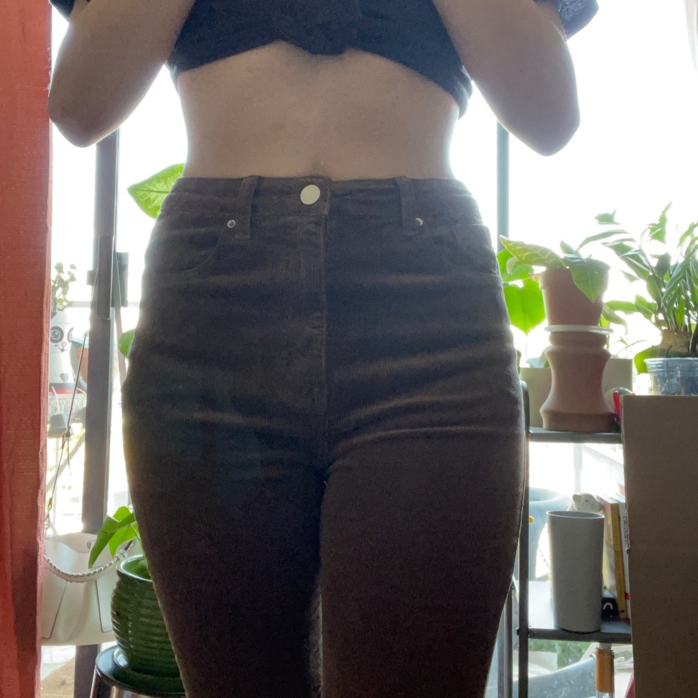 High waisted flared corduroy pants